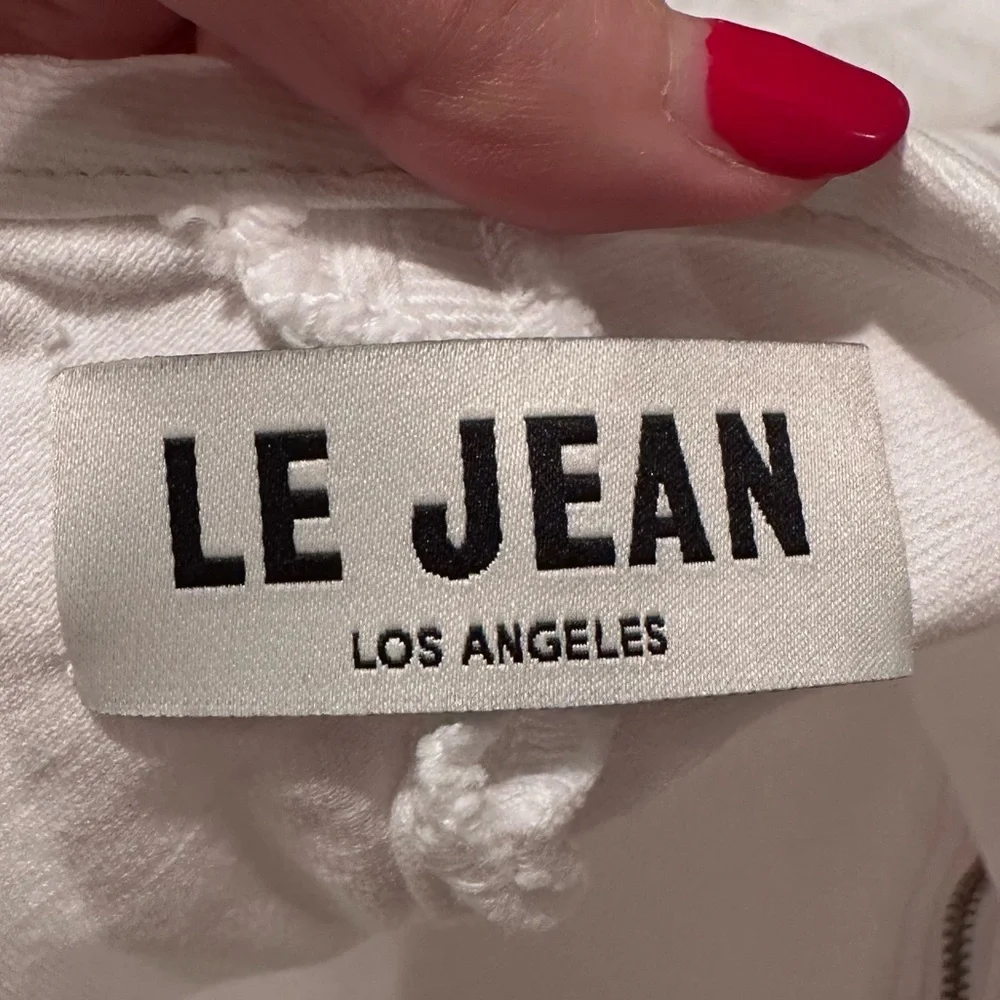 Le‎ Jean White Denim Colette Midi Skirt Size Medium